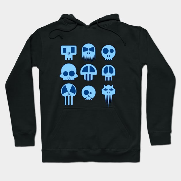 Nine Blue Skulls Hoodie by Bongonation